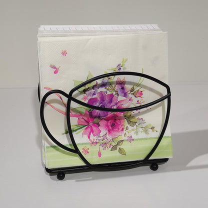 Tea Cup Shaped Metal Napkin Holder