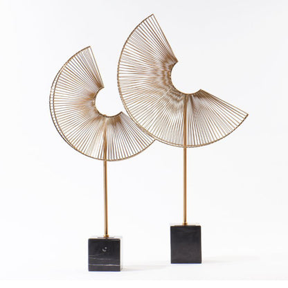 Metal fan ornaments marble WL00540.541