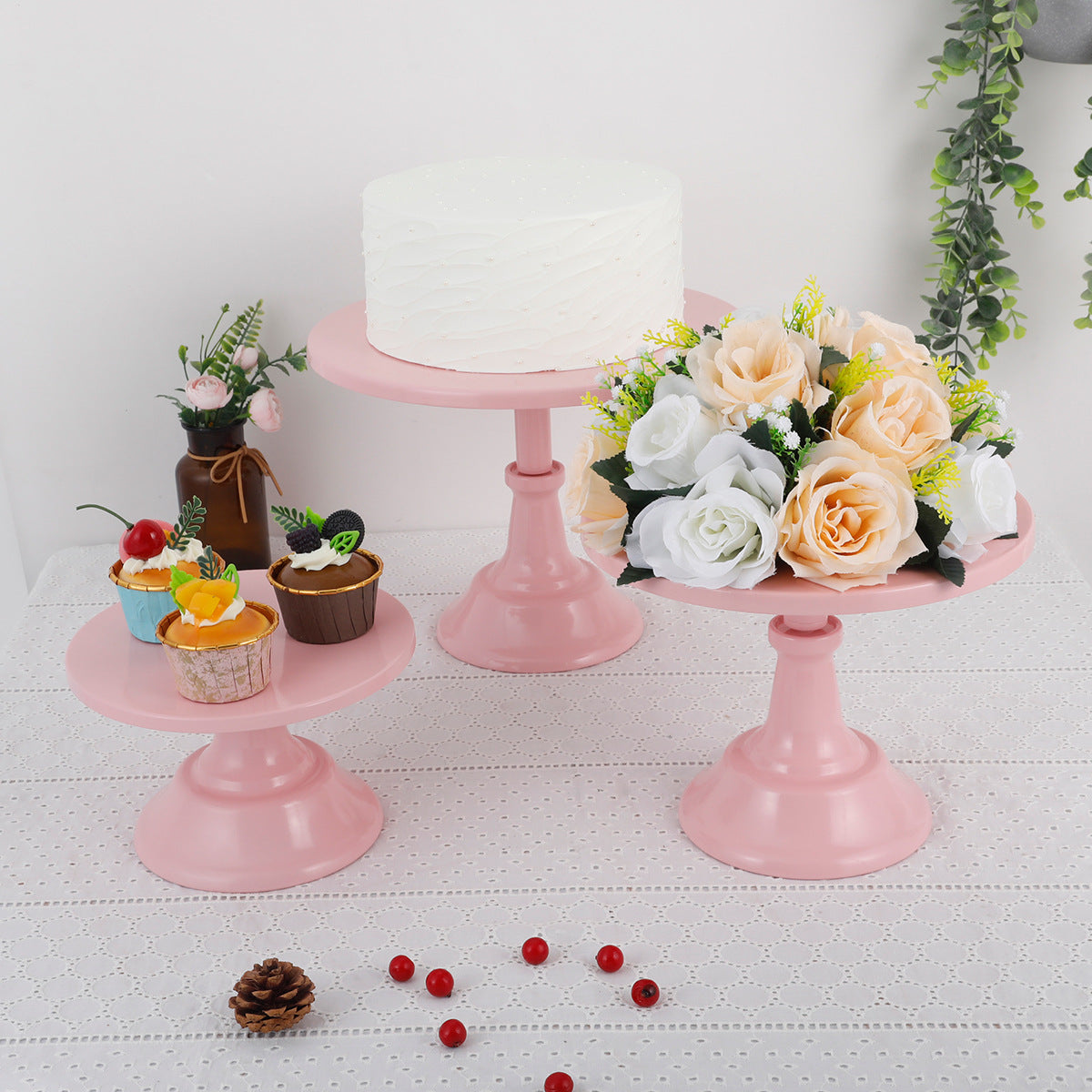 3 pcs Pink Cake Display Stand WL00125