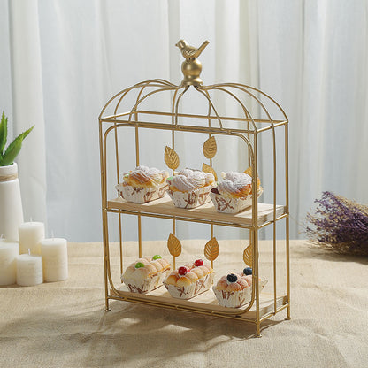 Double layered birdcage wooden dessert table WL00414