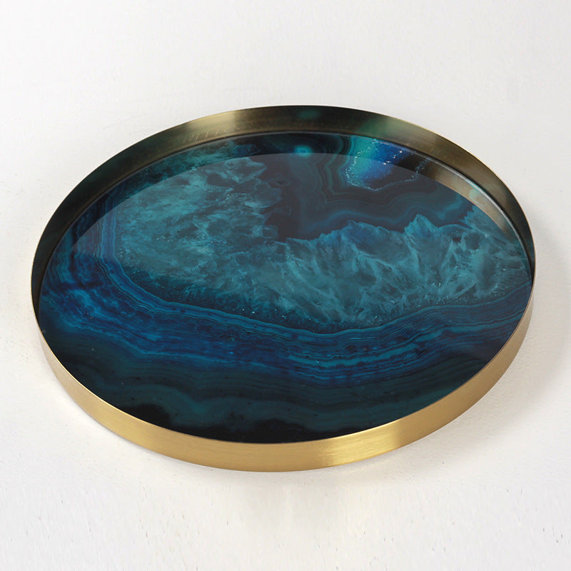 Agate patterned circular tray WL00245