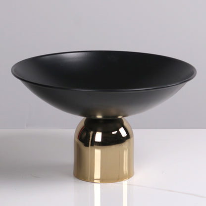 Black gold light luxury metal round high footed fruit plate WL00270.271