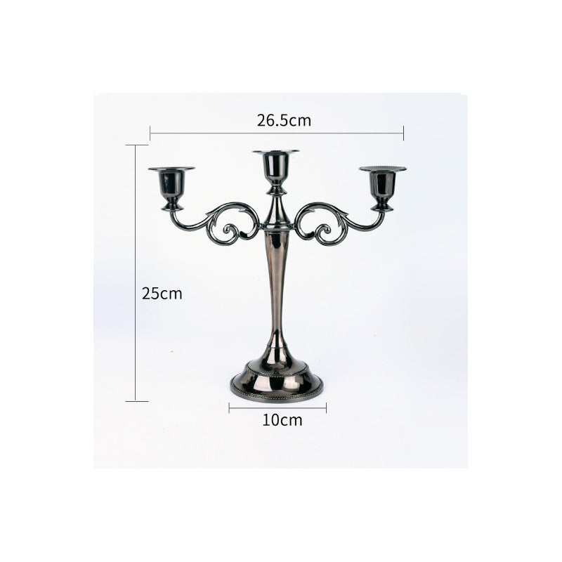 3 arms black vintage candle holder WL00025