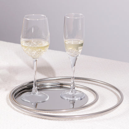 Modern silver metal mirrored geometric tray WL00248