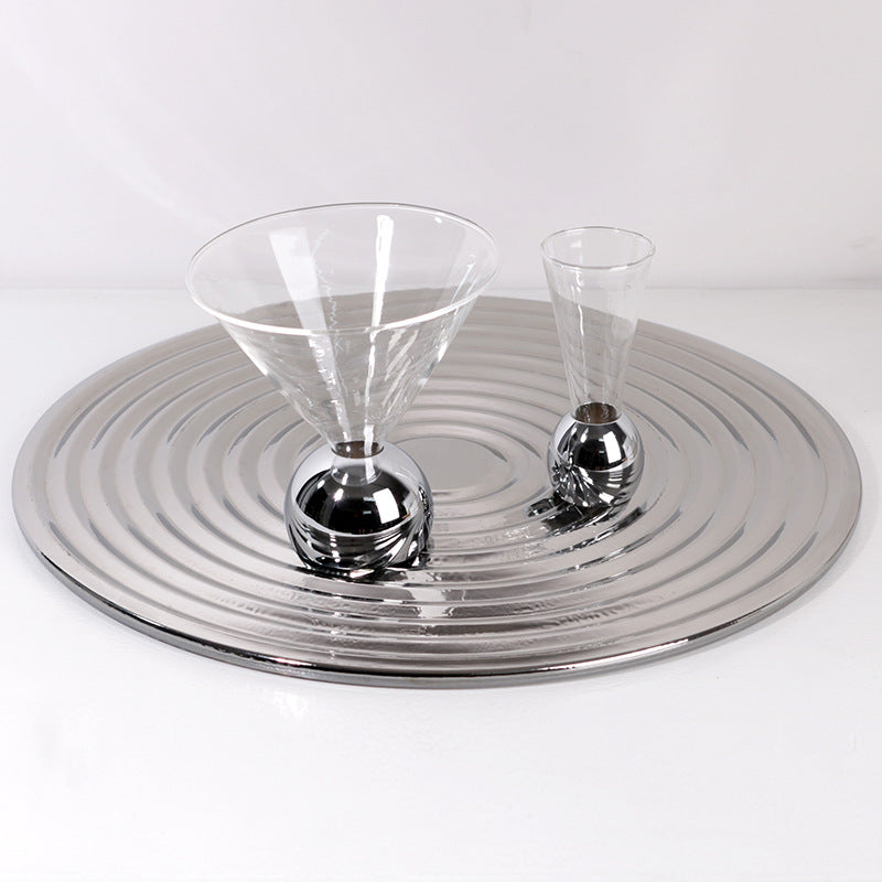 Modern mirror glass water ripple tray