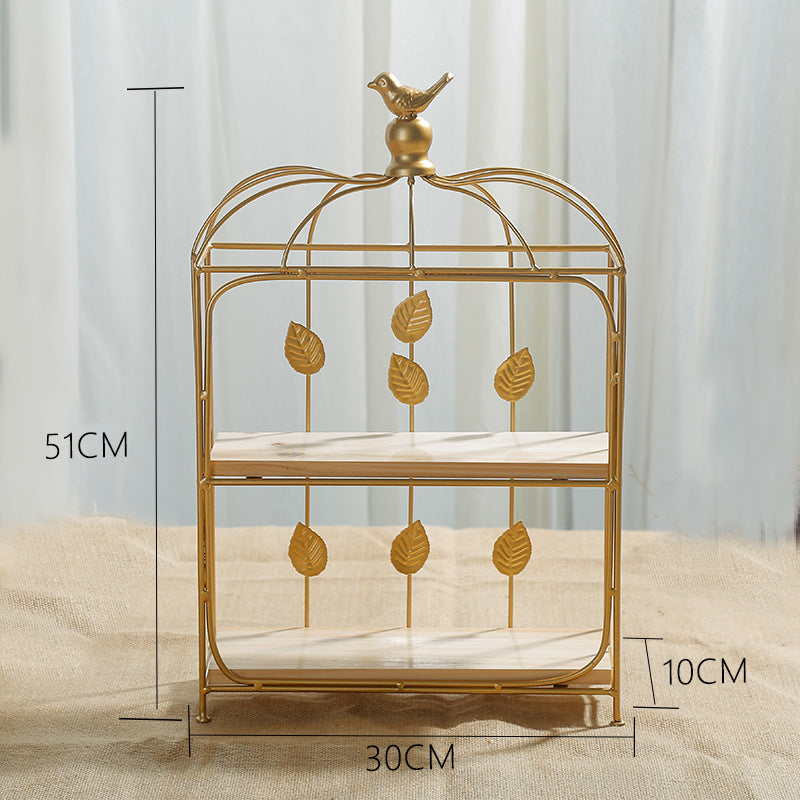 Double layered birdcage wooden dessert table WL00414