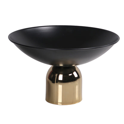 Black gold light luxury metal round high footed fruit plate WL00270.271