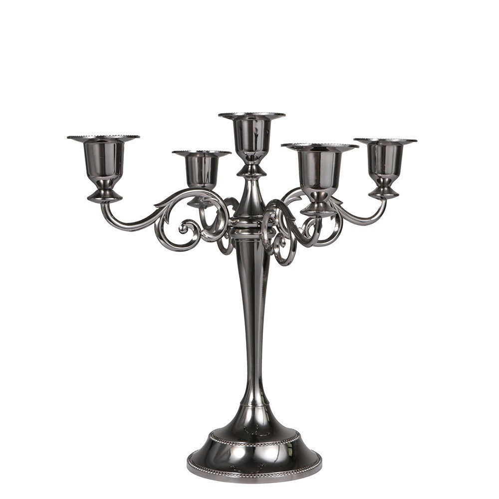 5 arms black vintage candle holder