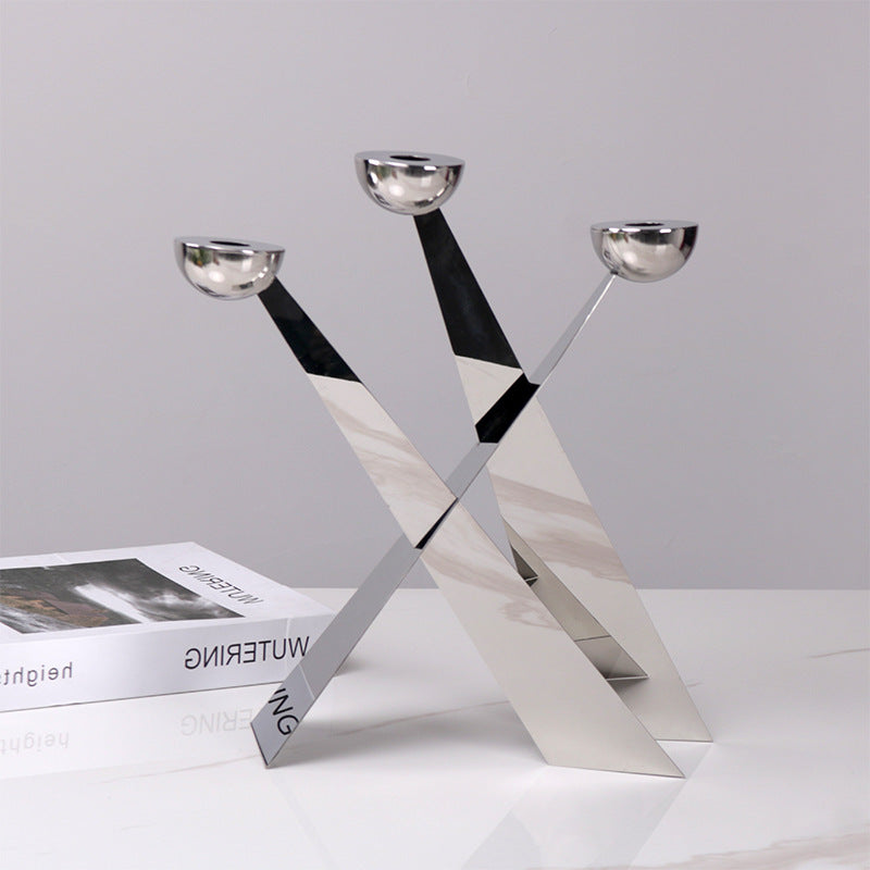 Stainless steel candle holder ornament WL00351