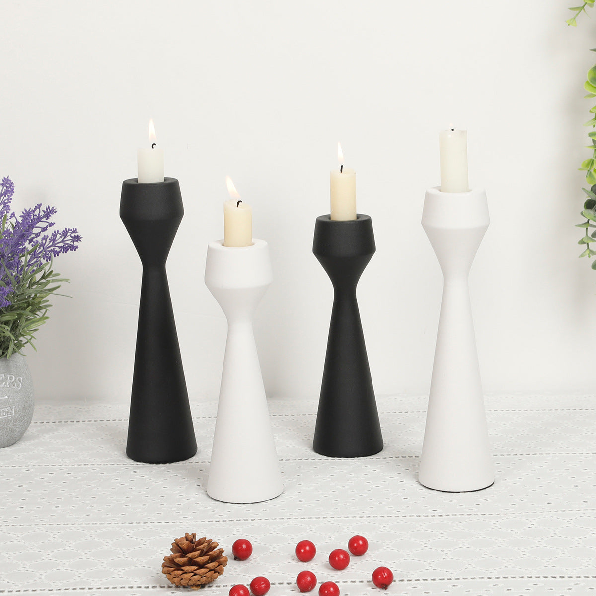 Black white high foot candle holder WL00126.127